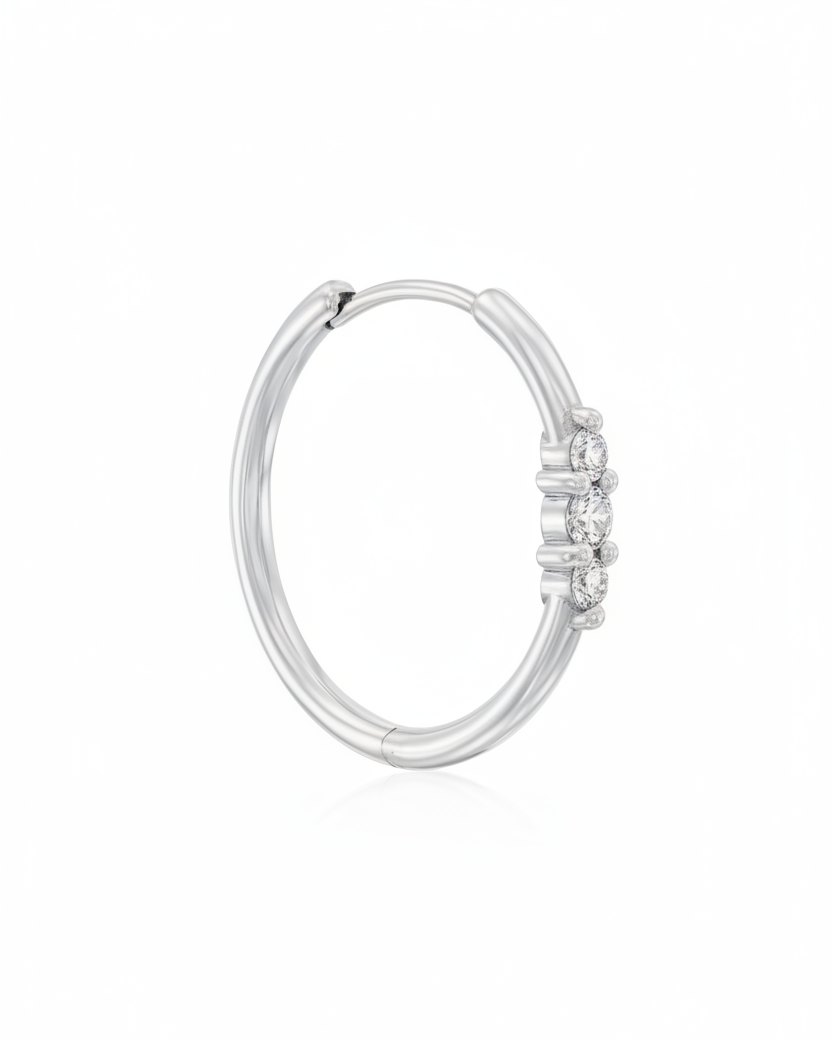 Enlarged Audrey Hoop Earring with White Diamonds