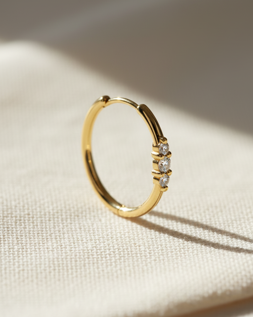 Enlarged Audrey Hoop Earring with White Diamonds