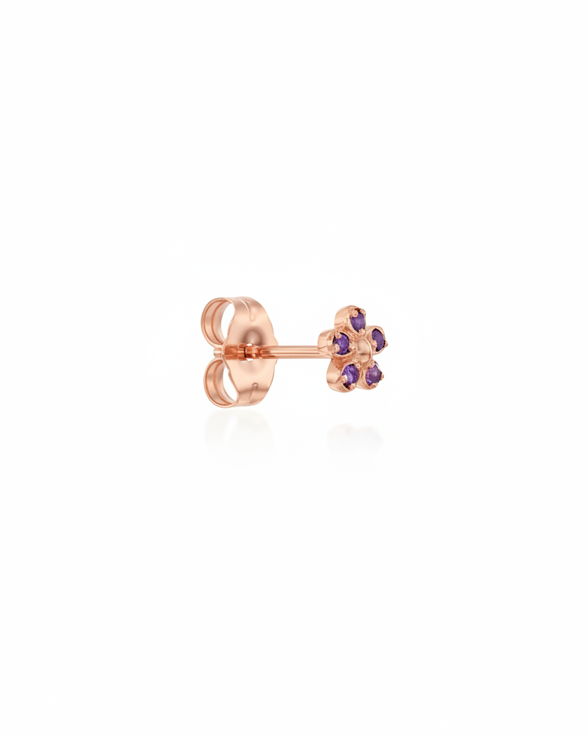 Flower Gold Earrings amethyst