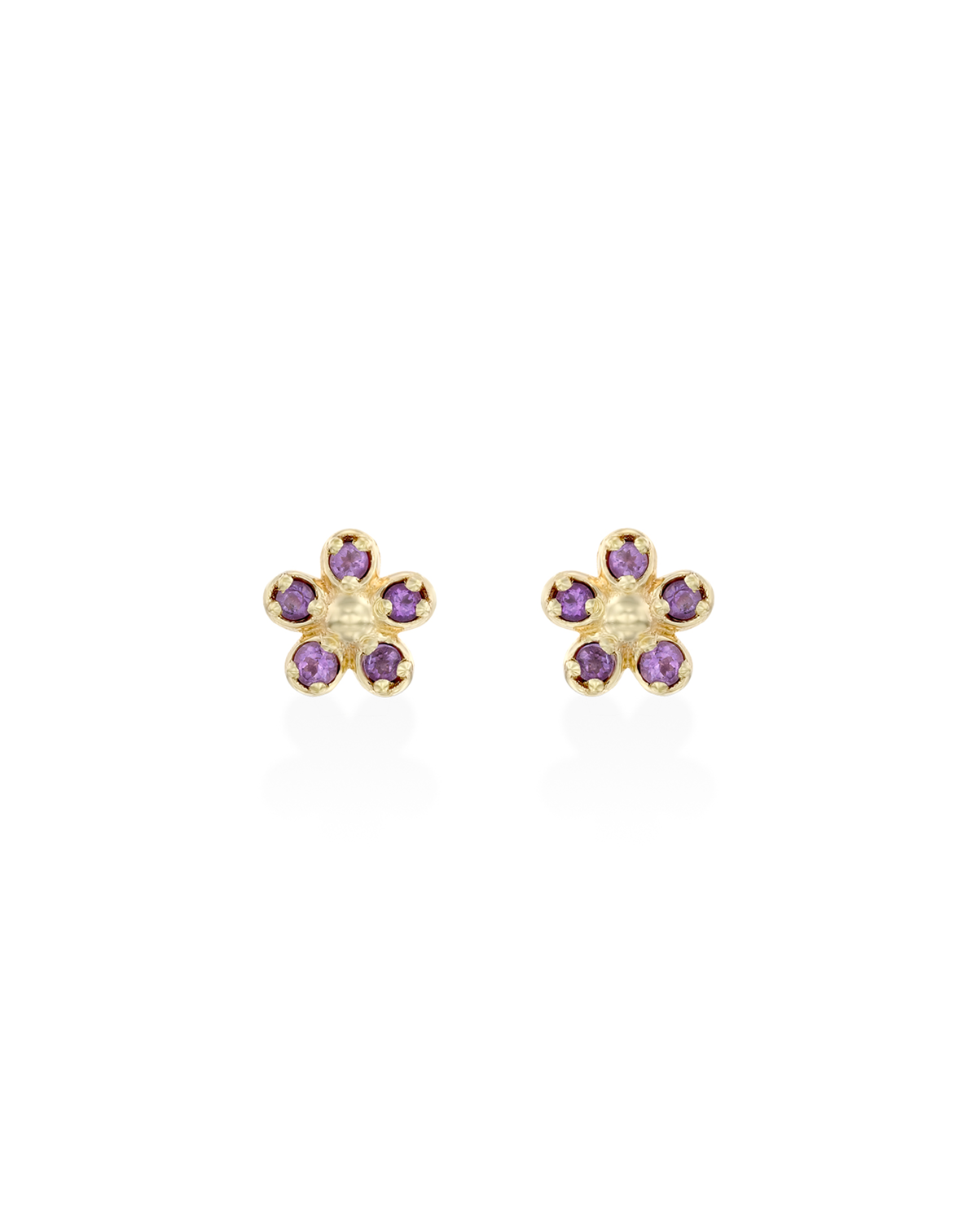 Flower Gold Earrings amethyst