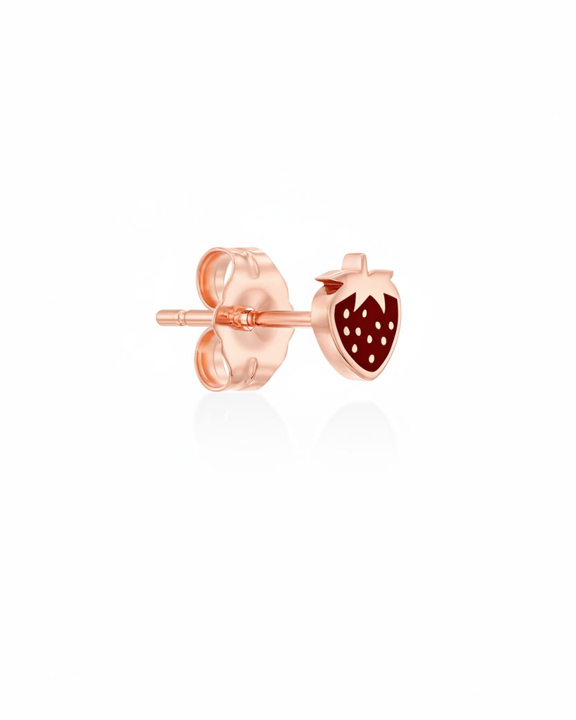 Red strawberry earring with gold dots