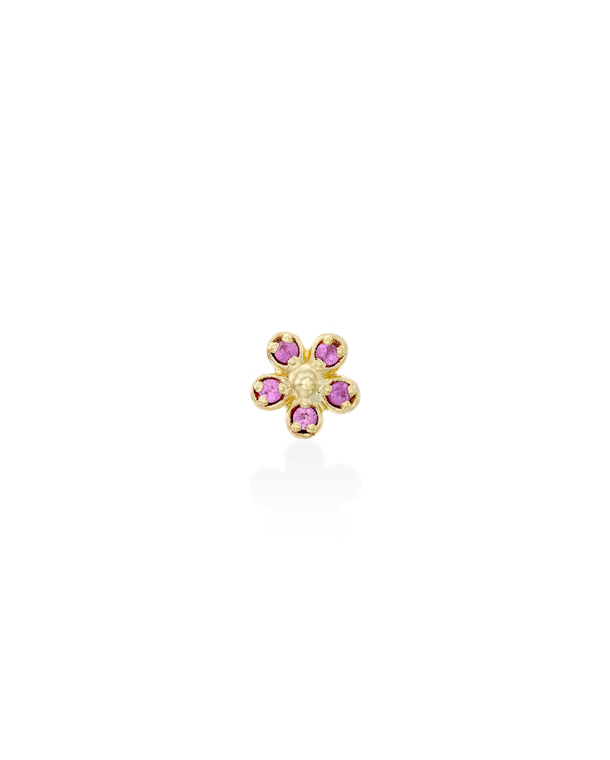 Flower Gold Earrings Pink Sapphire