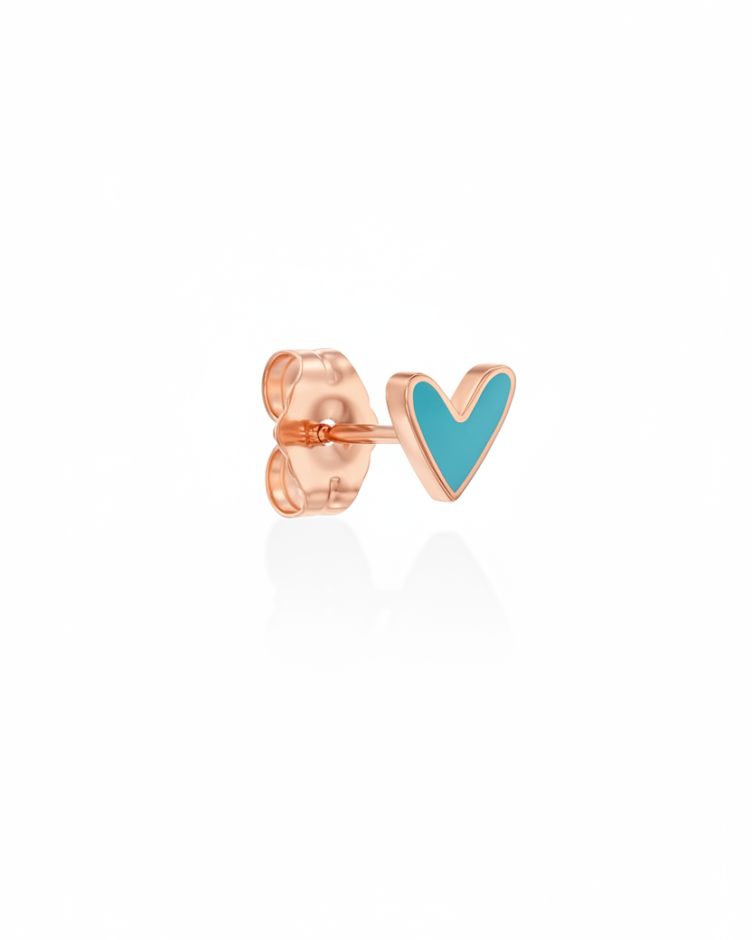 Turquoise Heart Gold Enamel Earring