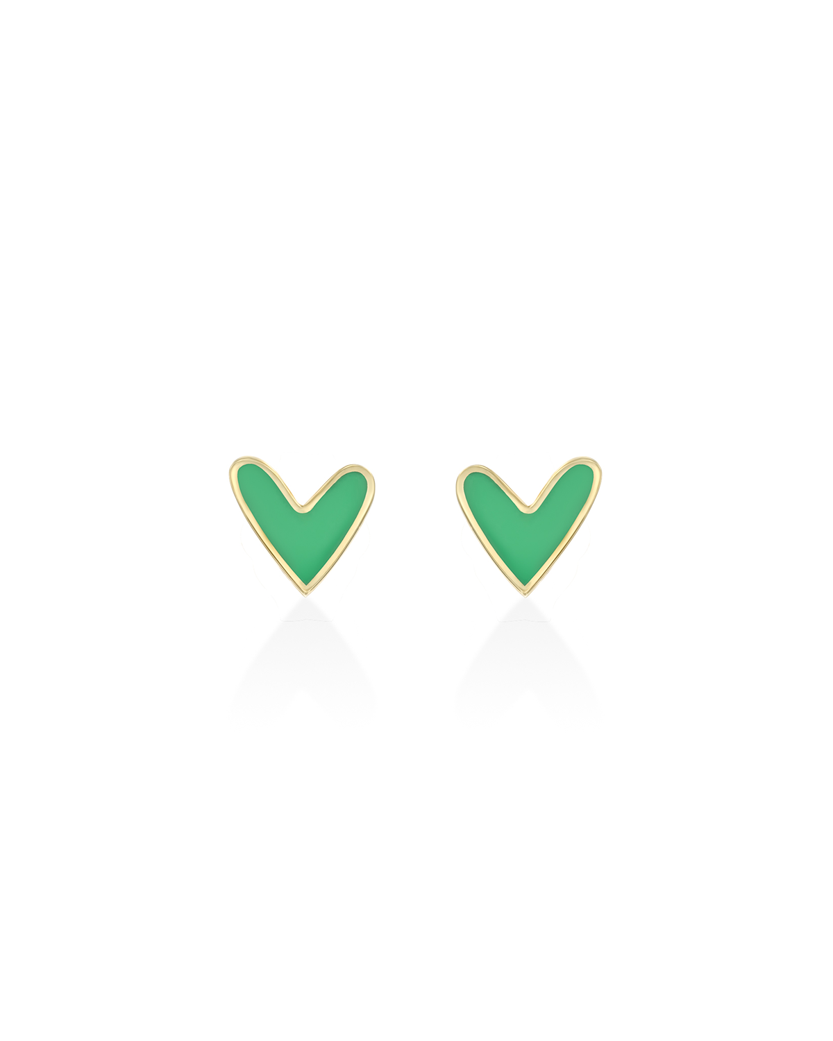 Green Heart Gold Enamel Earring