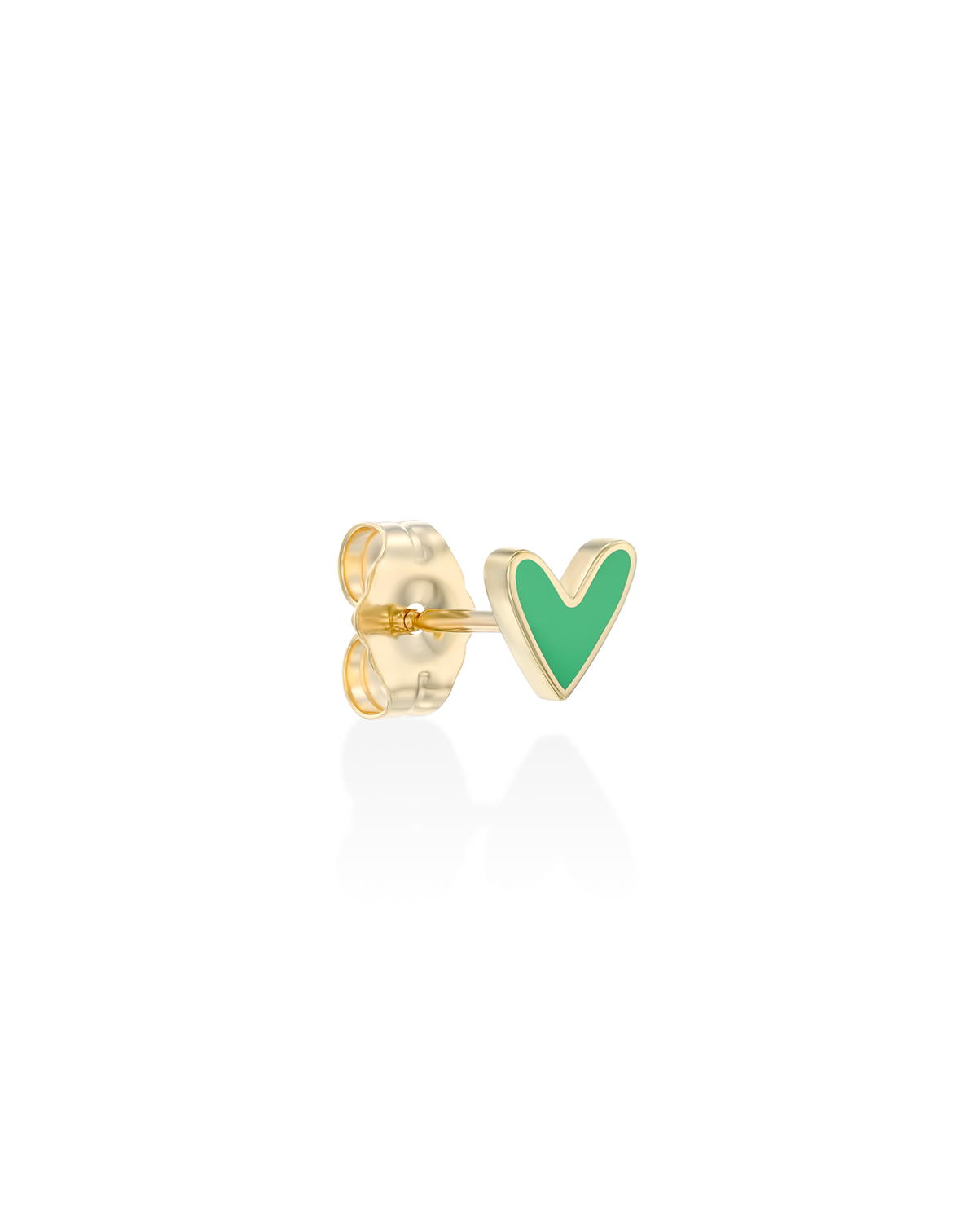 Green Heart Gold Enamel Earring
