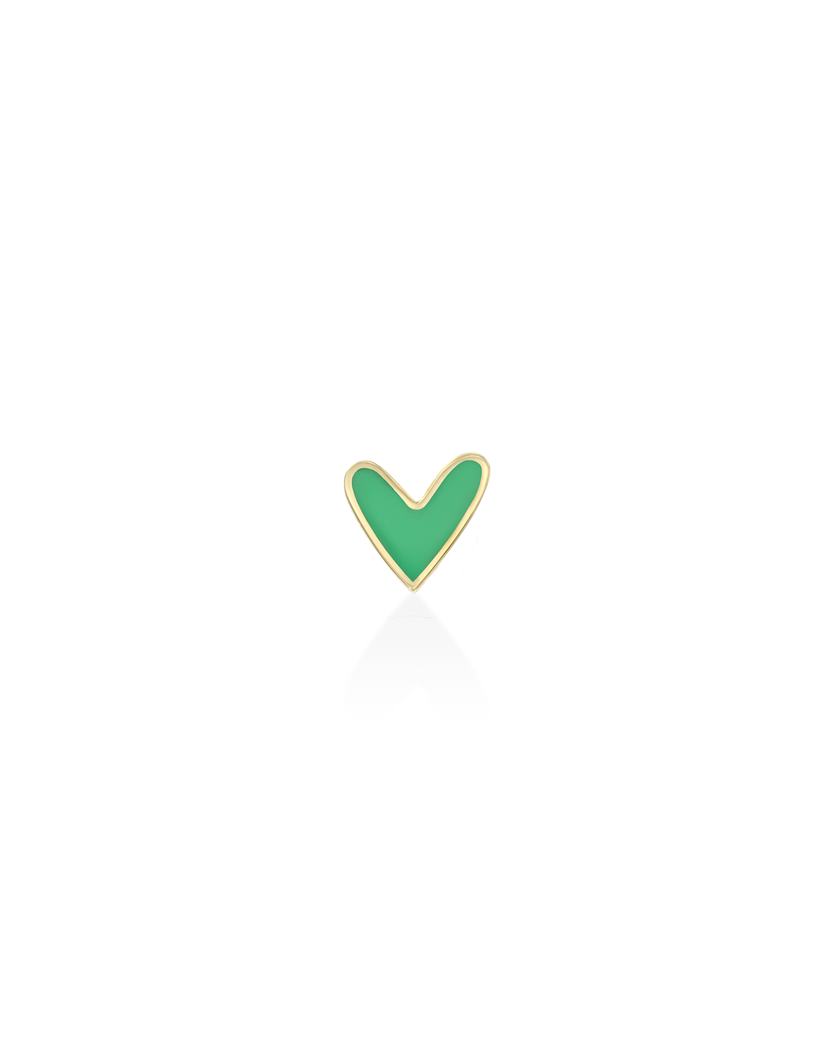 Green Heart Gold Enamel Earring