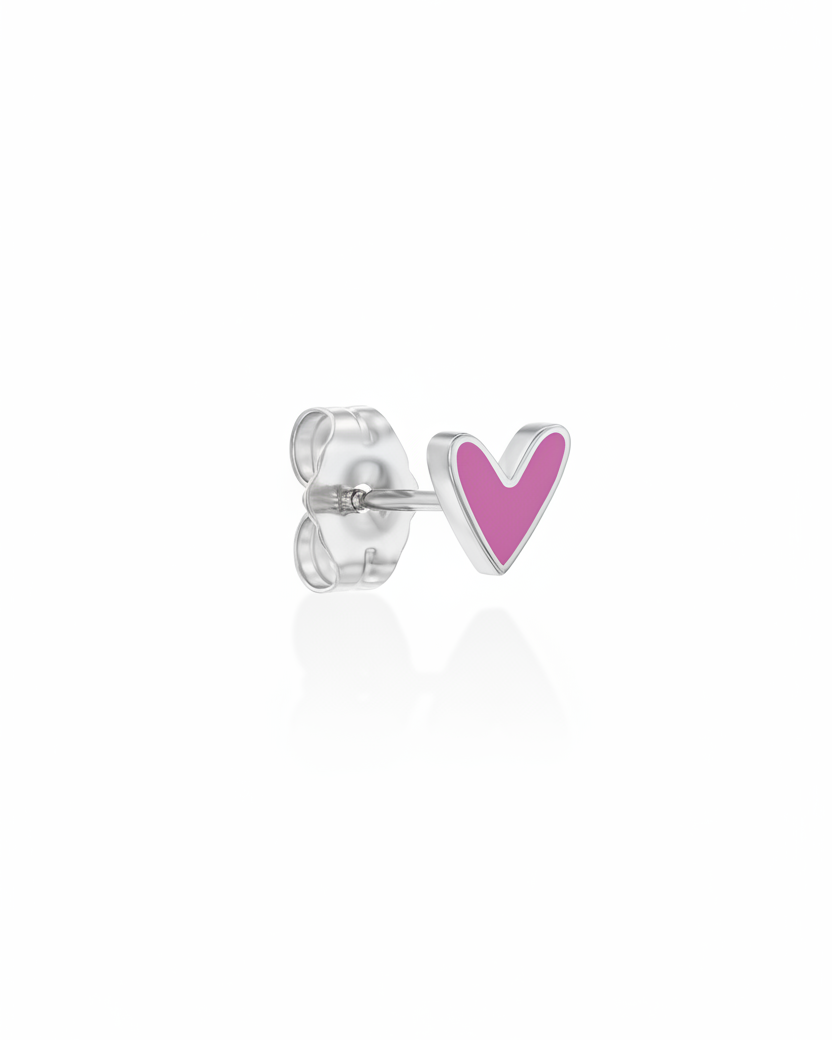 Pink Heart Gold Enamel Earring