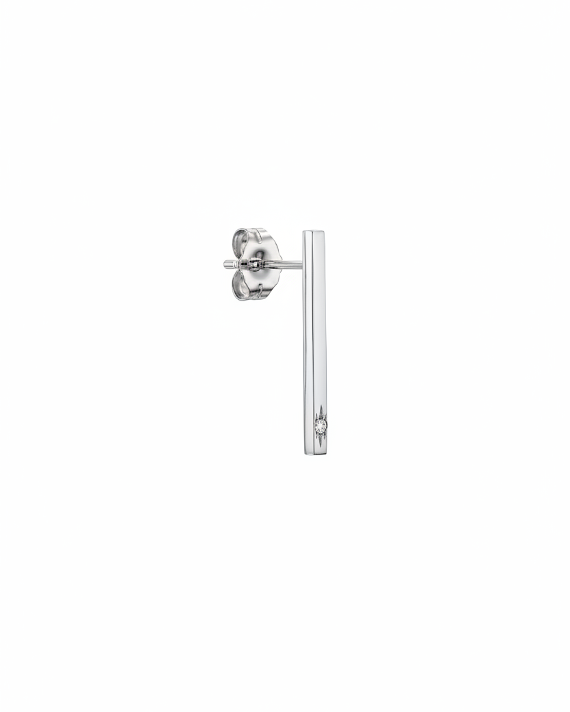 Long Bar Earring Star Setting