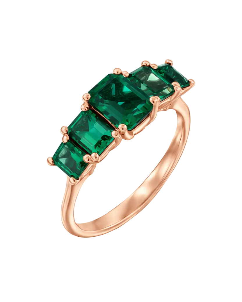 Alexandrina Gold Ring With Emeralds