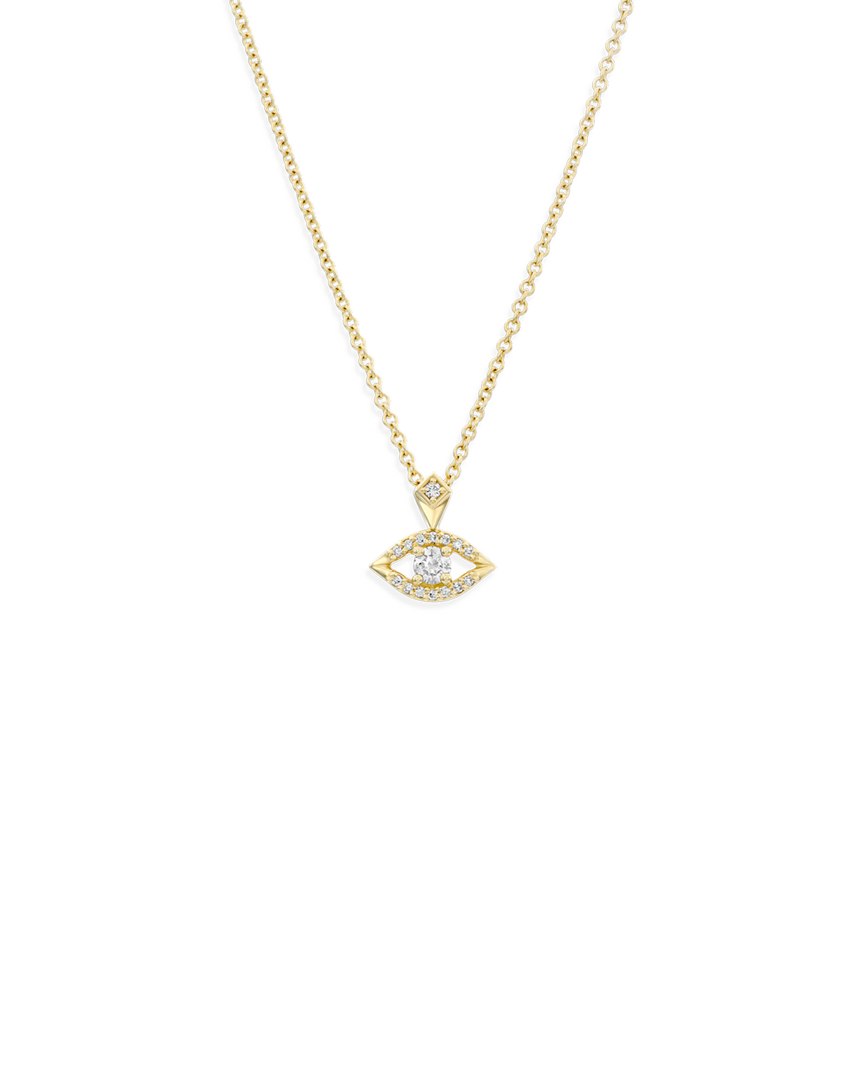 Evil Eye Gold Necklace white Diamond