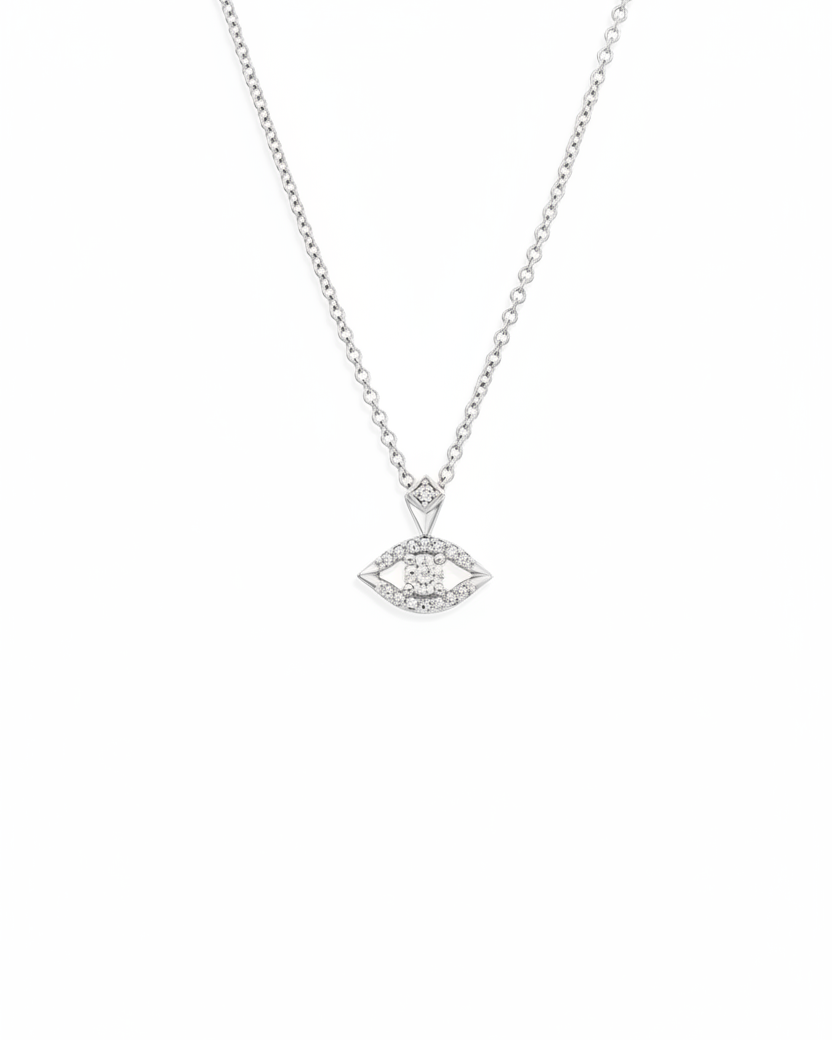 Evil Eye Gold Necklace white Diamond