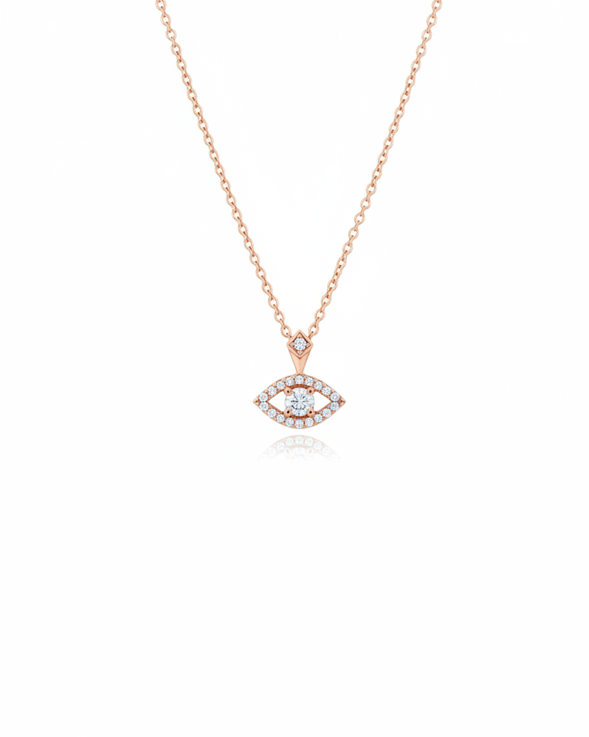 Evil Eye Gold Necklace white Diamond