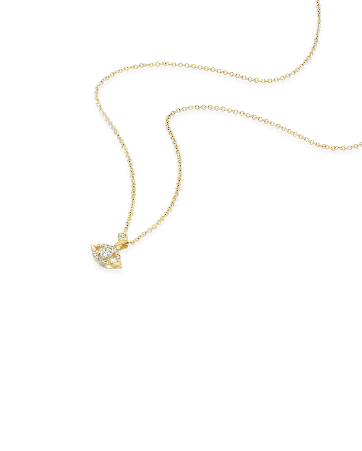 Evil Eye Gold Necklace white Diamond