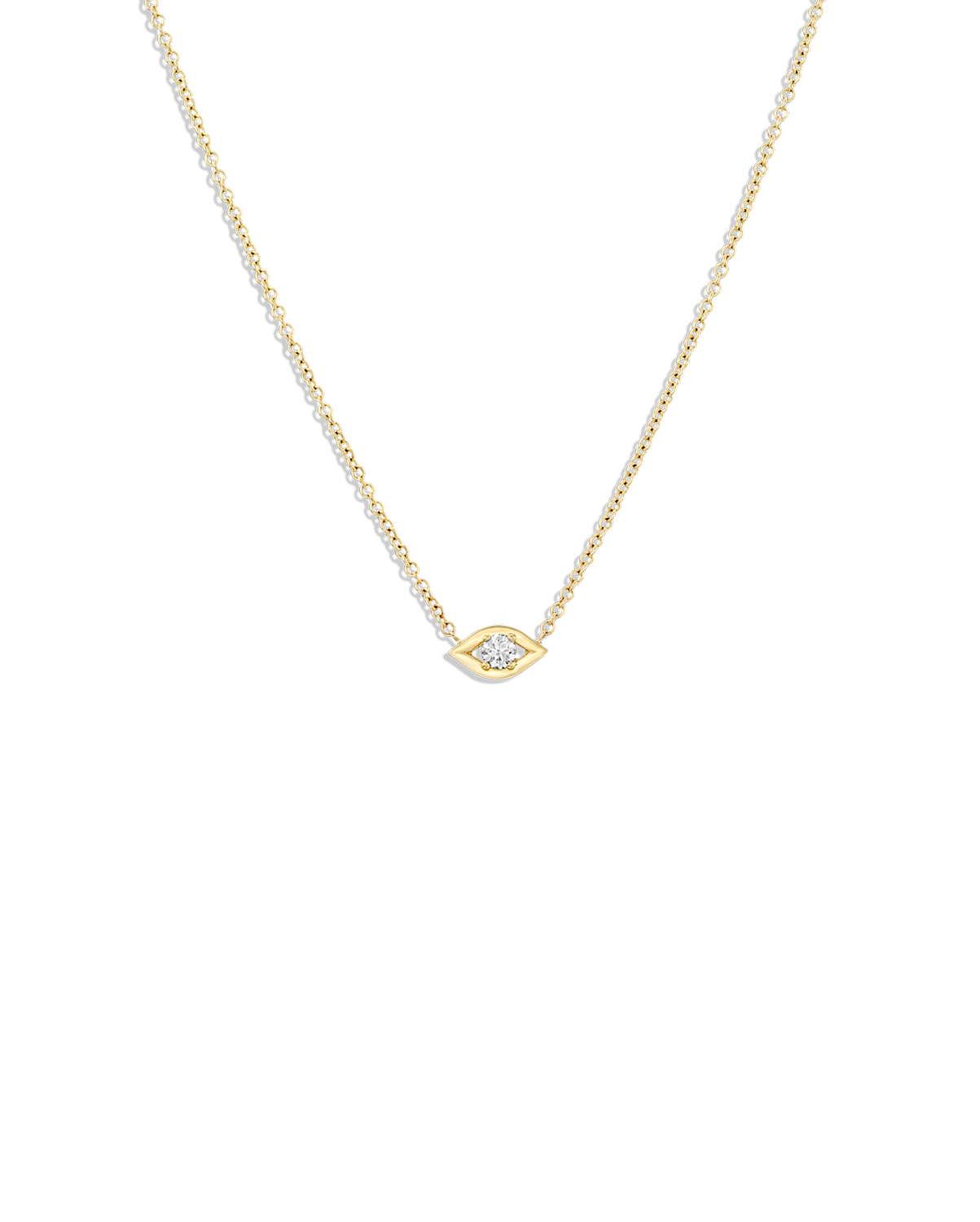 Evil Eye floating Gold Necklace white Diamond