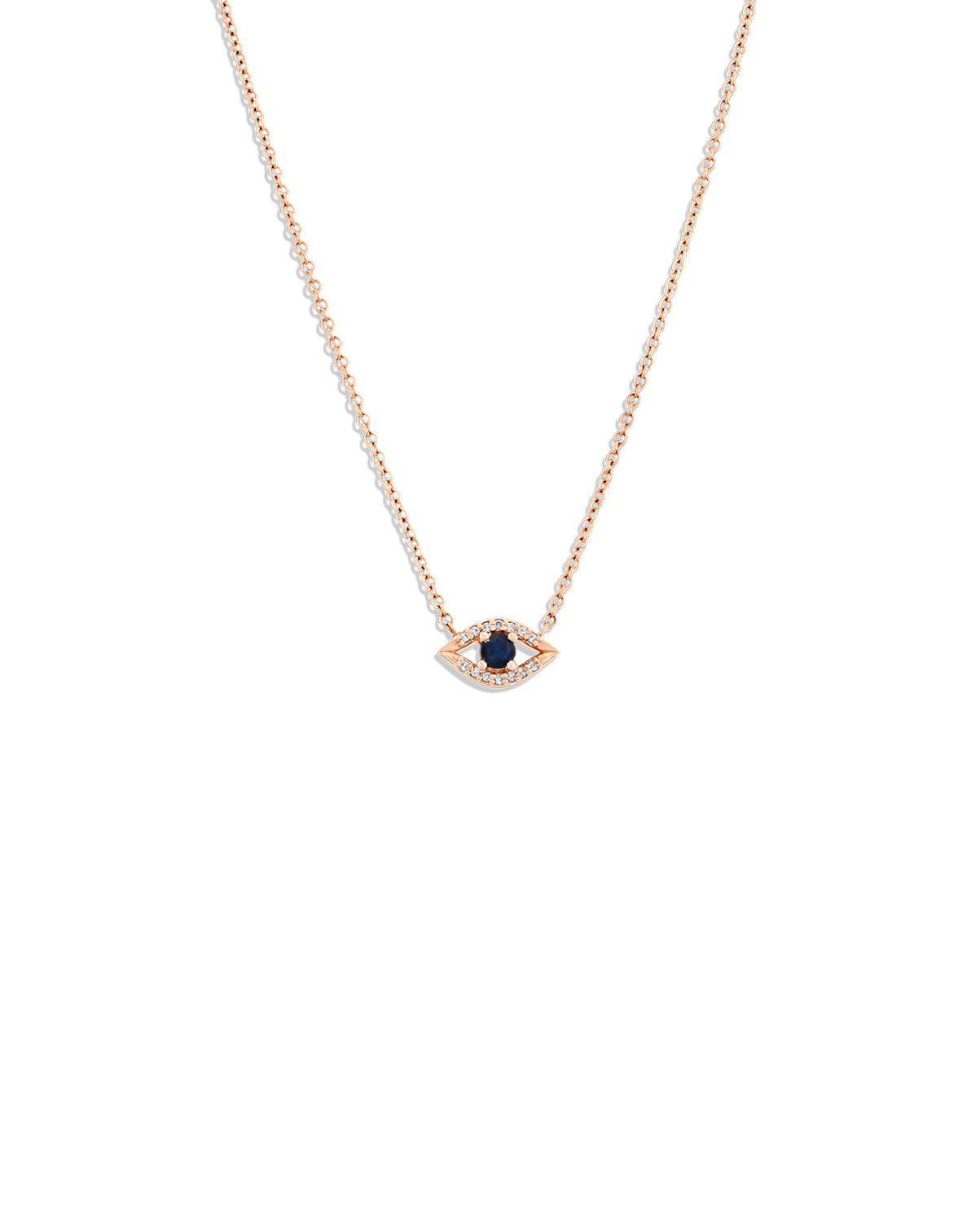 Evil Eye floating Gold Necklace Sapphire and Diamonds