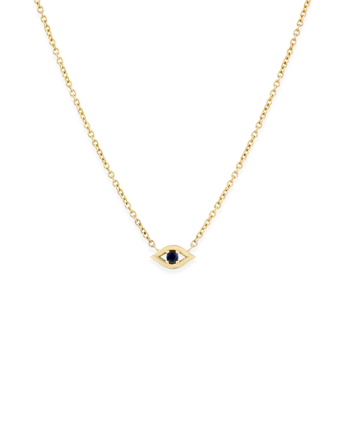 Evil Eye floating Gold Necklace sapphire