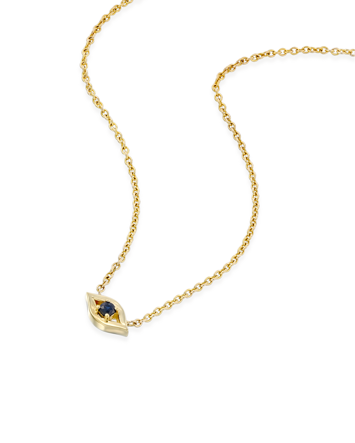 Evil Eye floating Gold Necklace sapphire