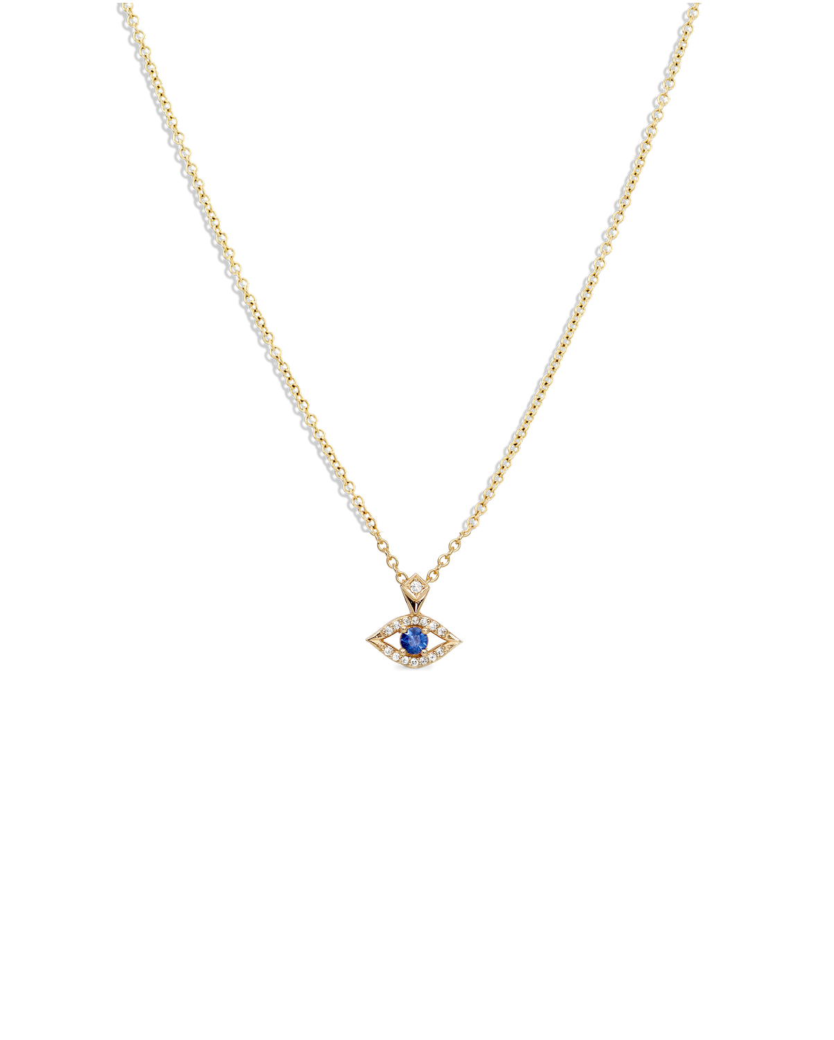 Evil Eye Gold Necklace Sapphire