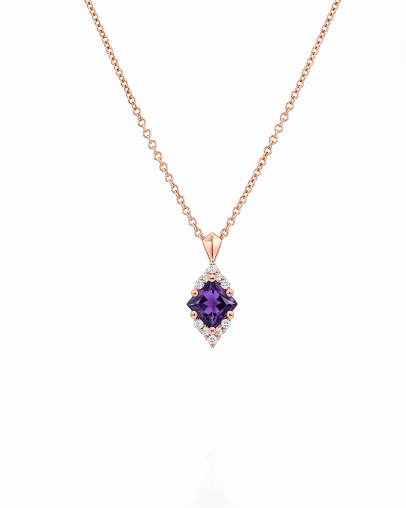 Juliette Necklace With Diamonds and Amethyst