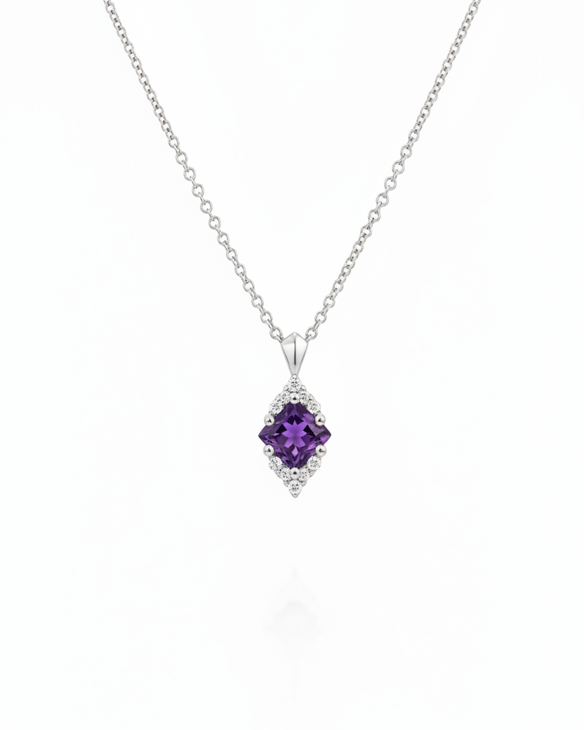 Juliette Necklace With Diamonds and Amethyst