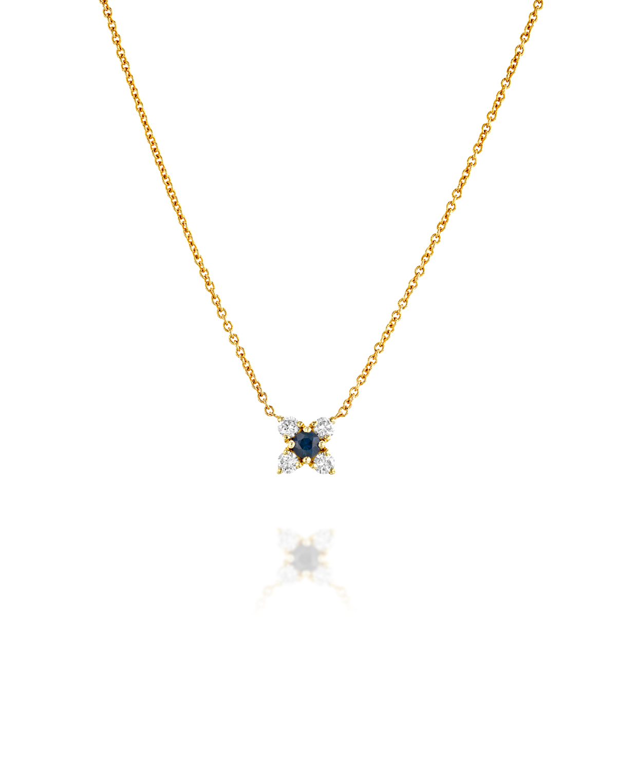 Valentina Gold Necklace White Diamonds & Sapphire