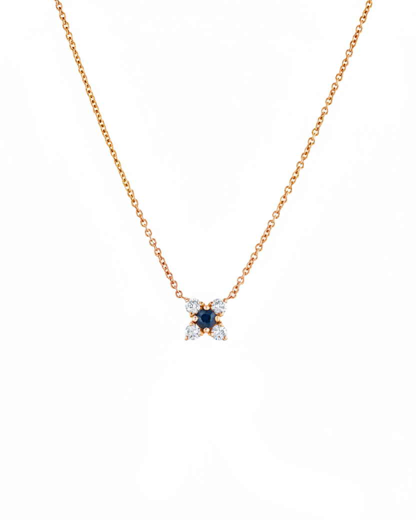 Valentina Gold Necklace White Diamonds & Sapphire