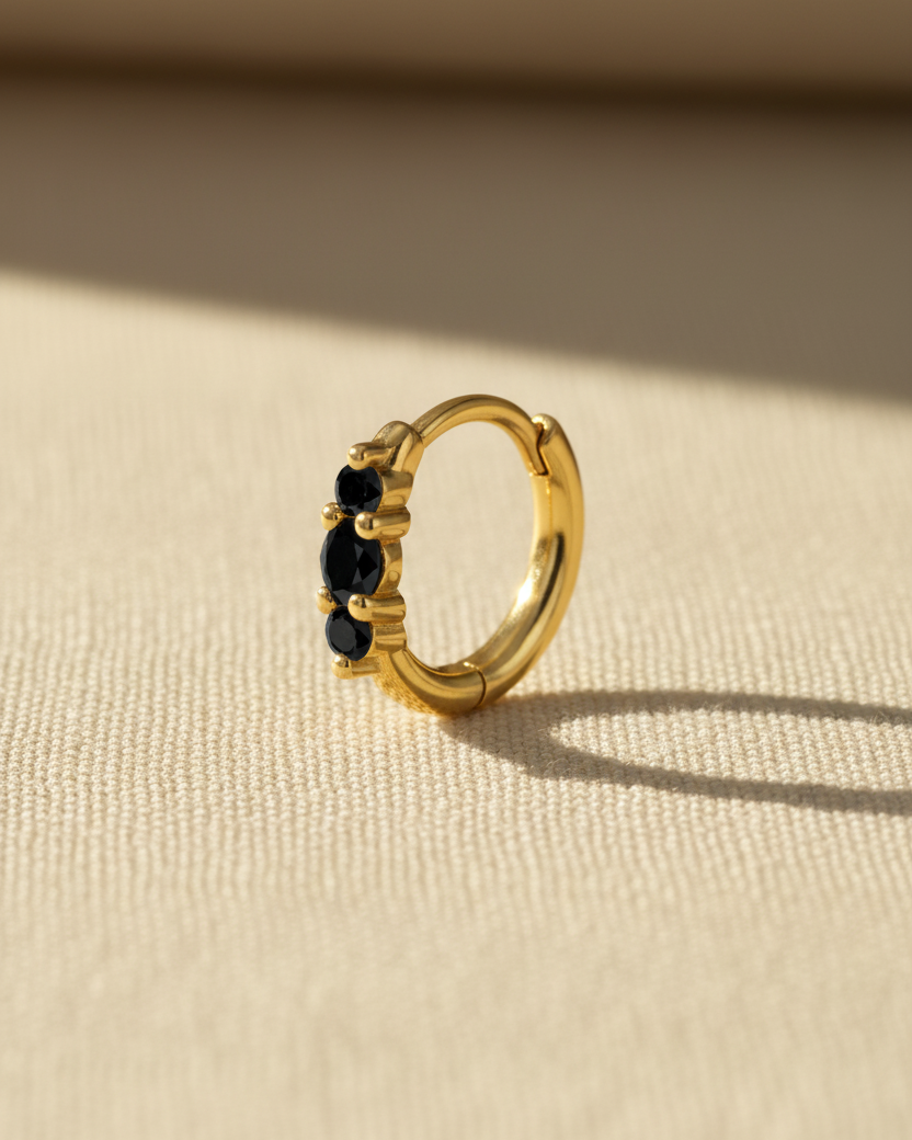 Audrey small Hoop With Black Diamonds