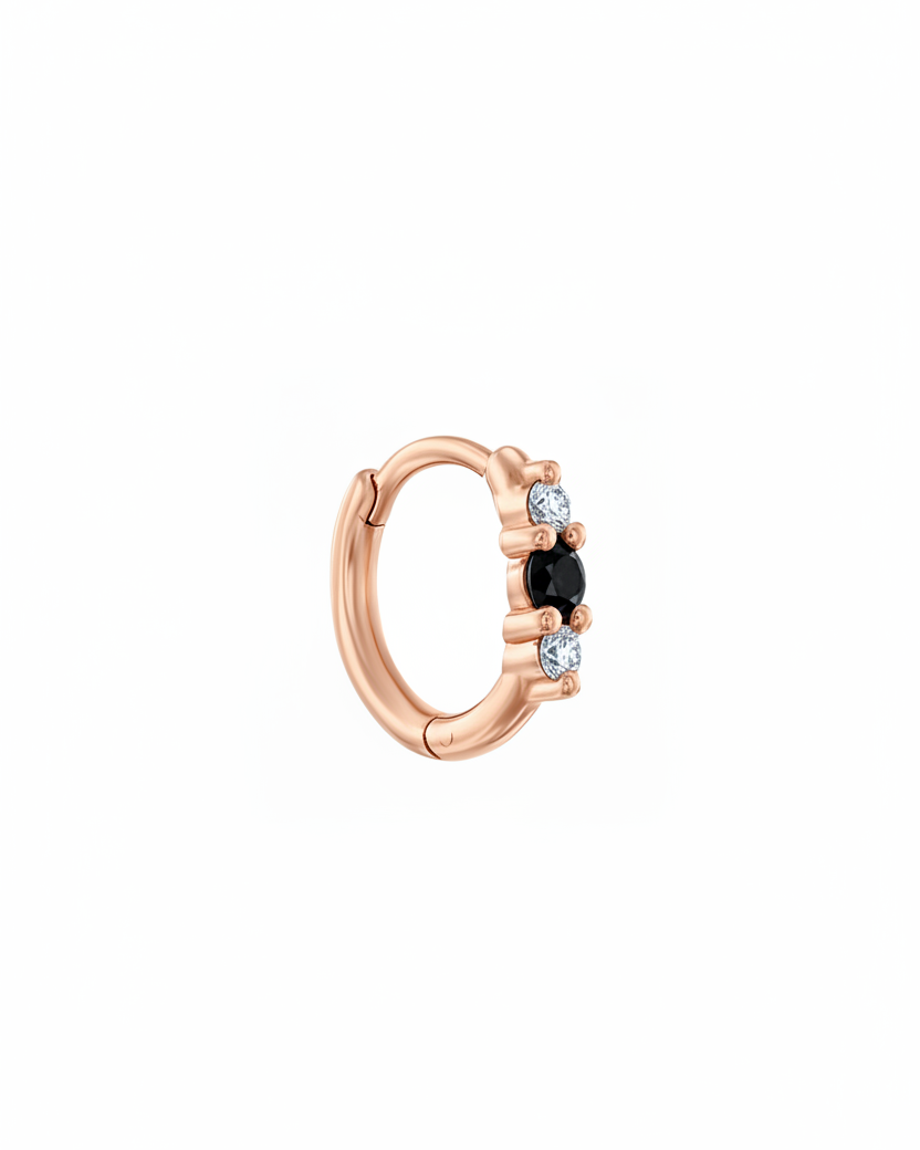 Audrey small Hoop With Black And White Diamonds