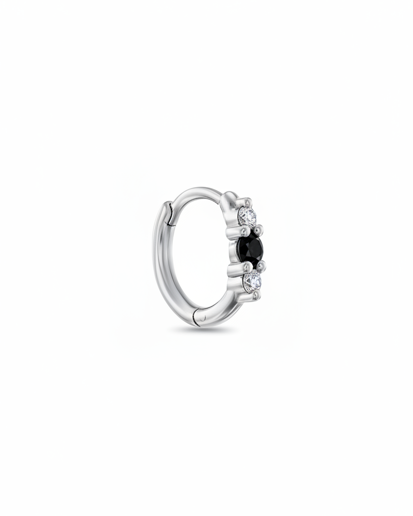 Audrey small Hoop With Black And White Diamonds