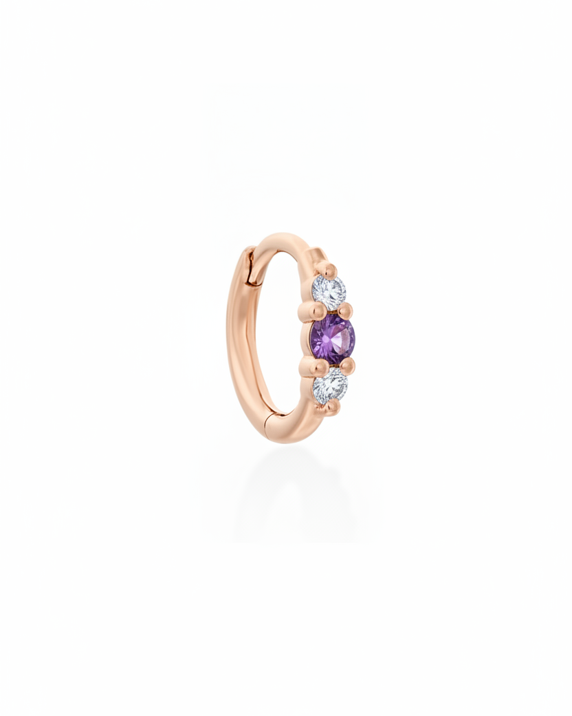 Audrey Mini Hoop With amethyst And White Diamonds