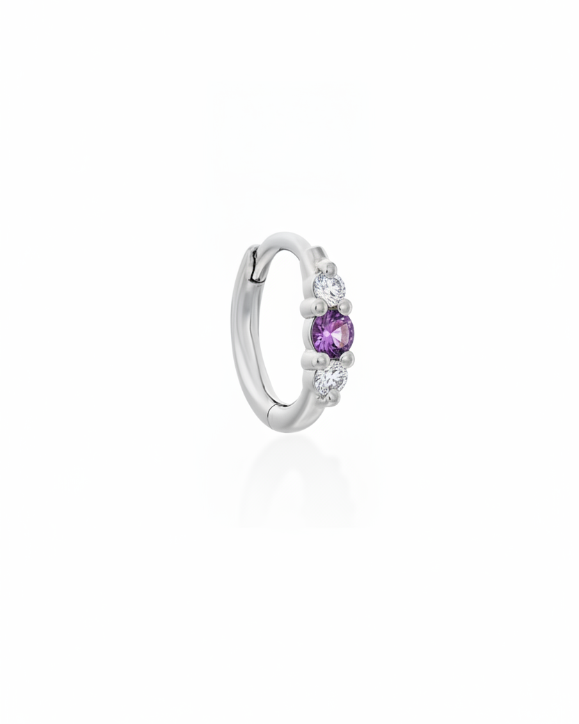 Audrey Mini Hoop With amethyst And White Diamonds