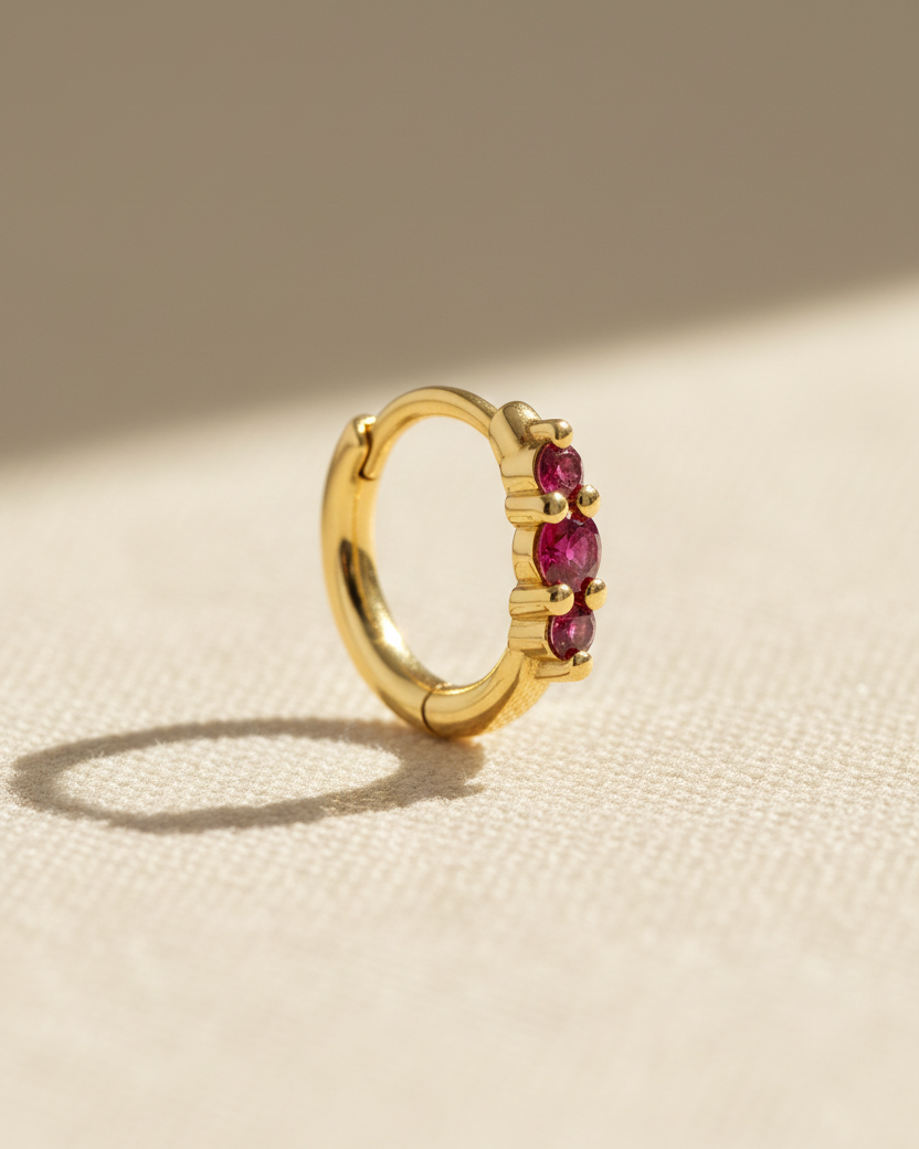 Audrey Mini Hoop With Ruby