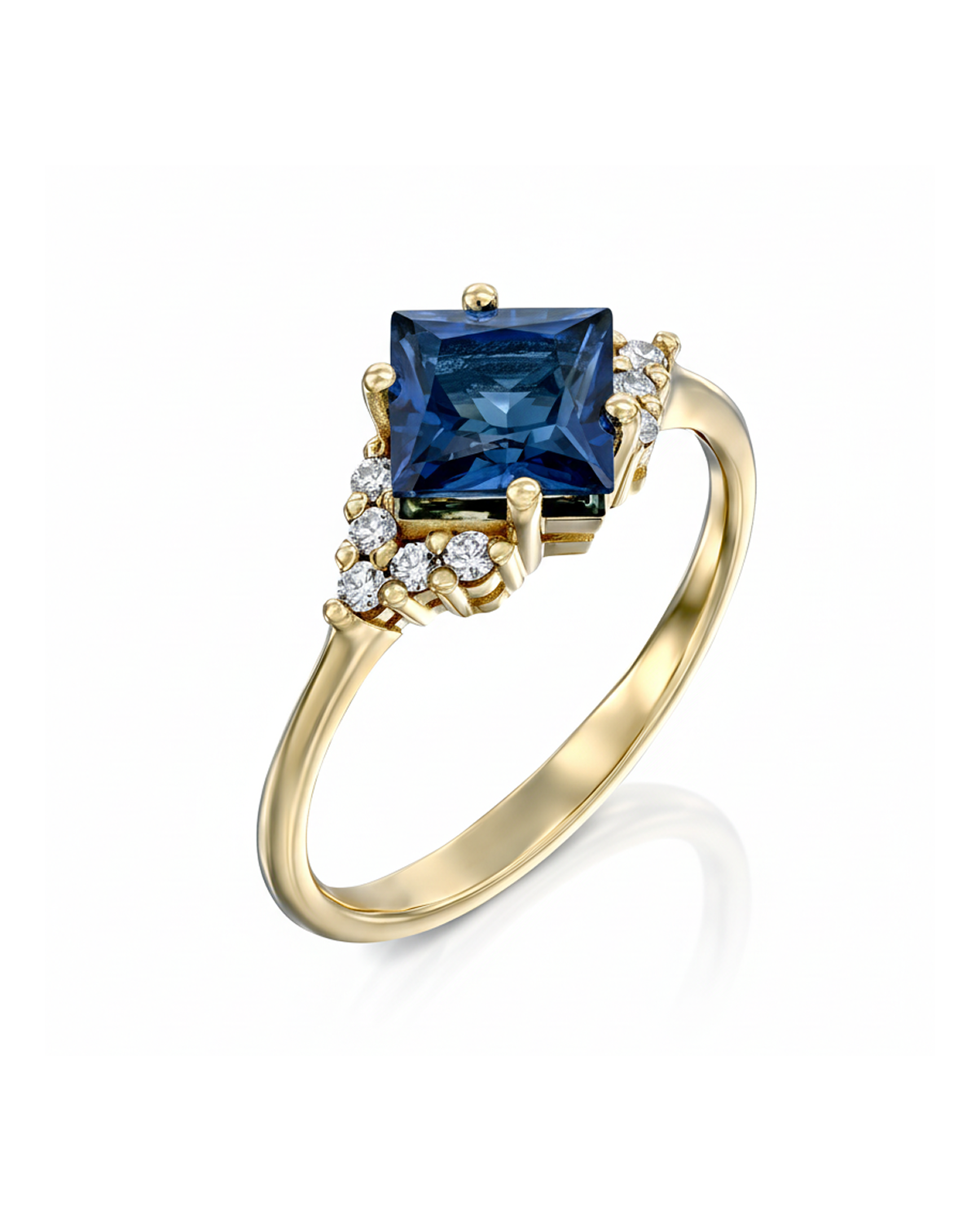 Juliette Ring With Diamonds and Blue Sapphire