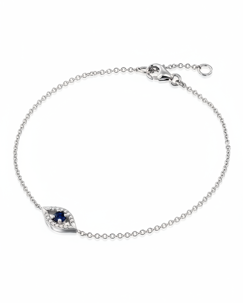 Evil Eye Gold Bracelet Sapphire and Diamonds