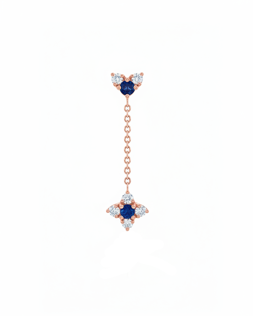 Alexandra Gold Earring sapphire & White Diamonds