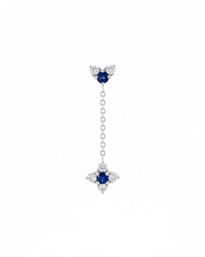 Alexandra Gold Earring sapphire & White Diamonds