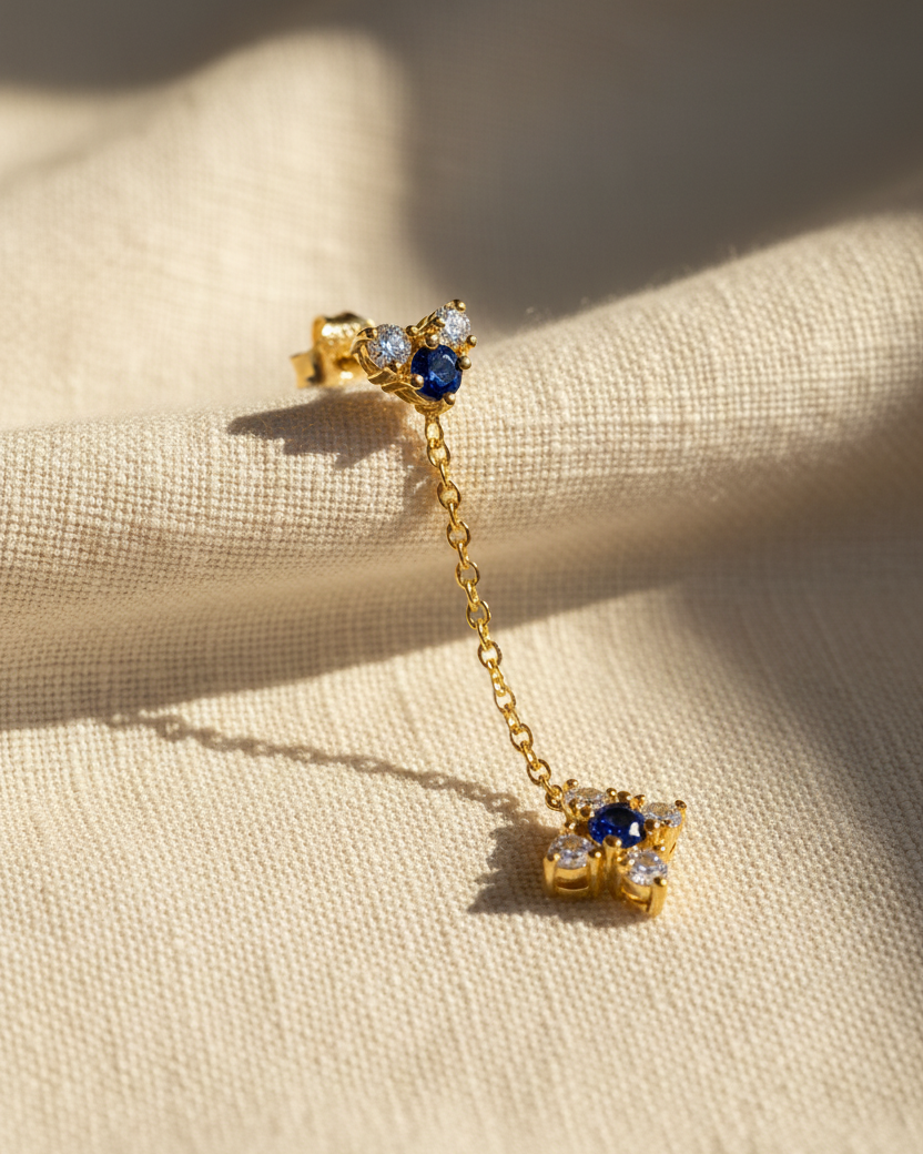Alexandra Gold Earring sapphire & White Diamonds