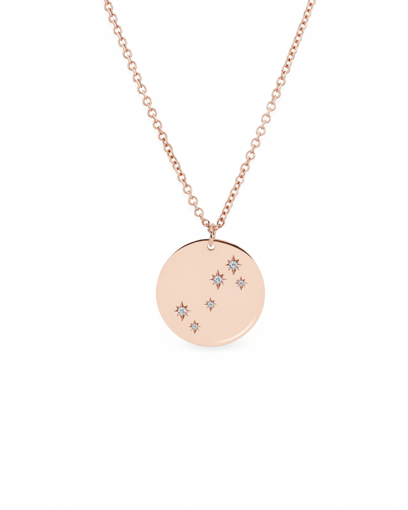 Chiara Gold Necklace - zodiac chart & diamond setting