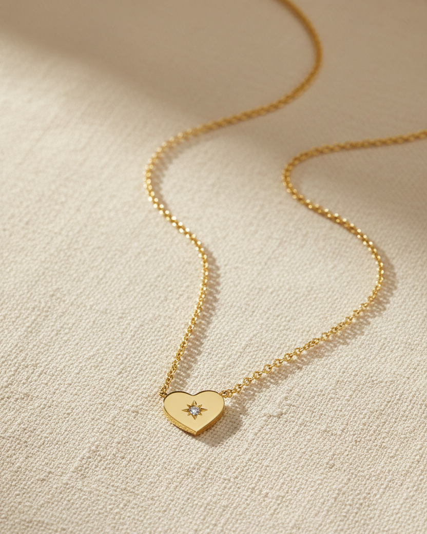 Heart Necklace White Diamond