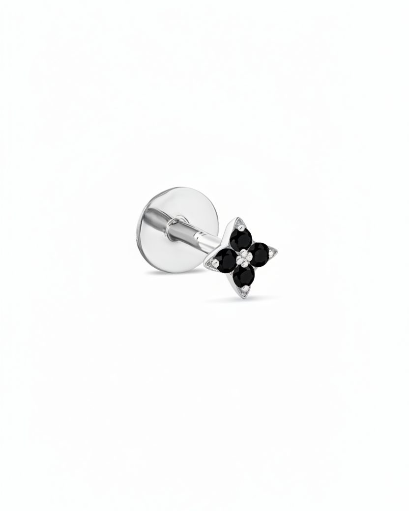 Mini Venus Piercing Gold Earring Black Diamonds
