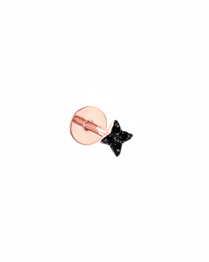 Mini Venus Piercing Gold Earring Black Diamonds blackening