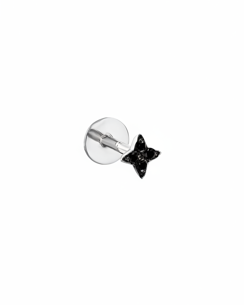 Mini Venus Piercing Gold Earring Black Diamonds blackening