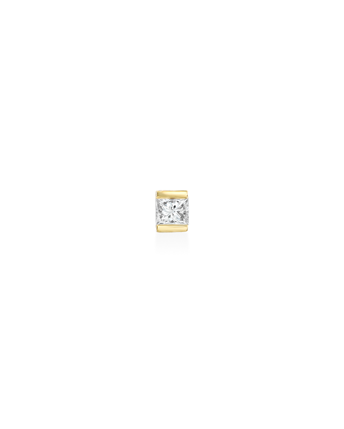 Princess Gold Earring With White Diamond (Single)