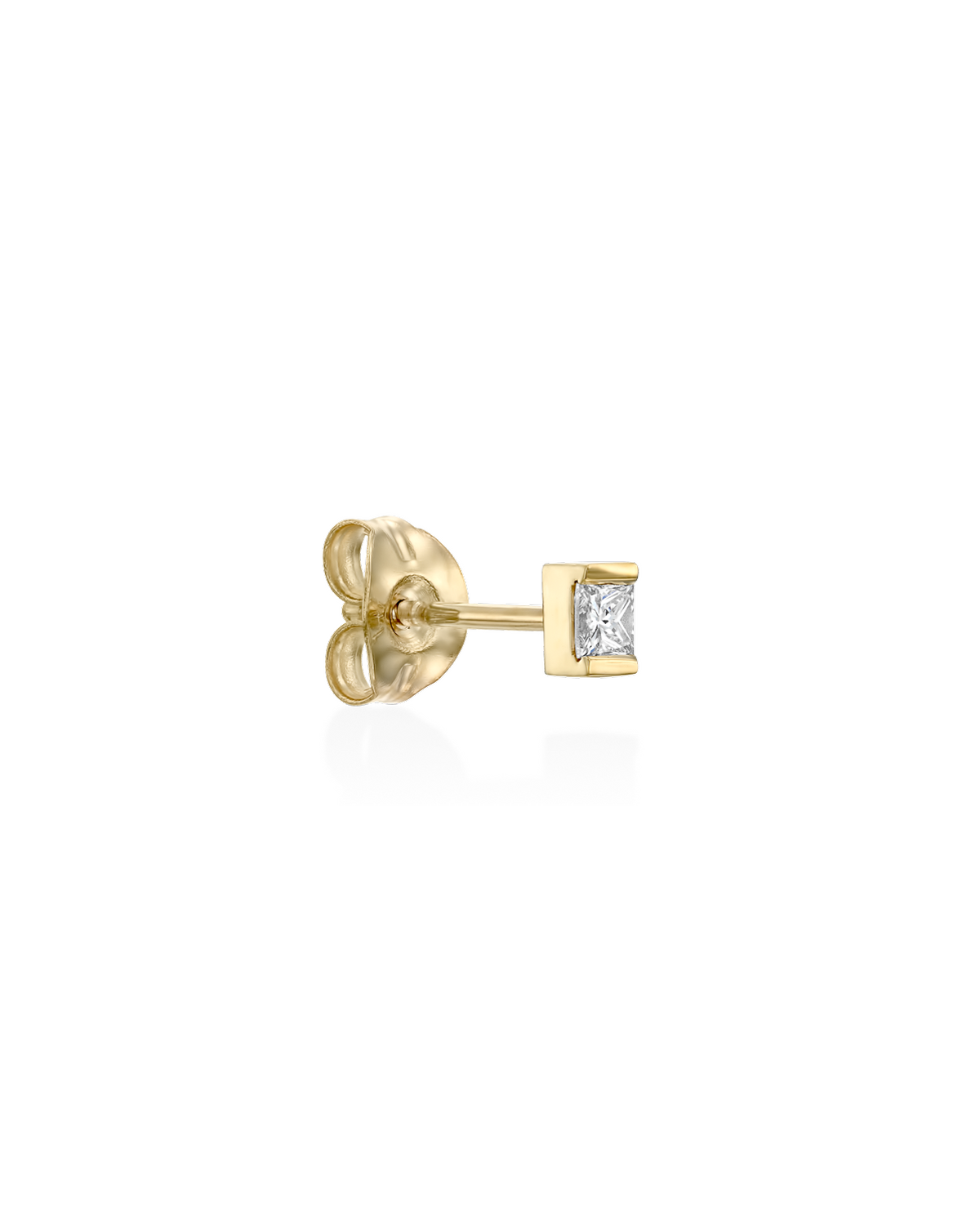 Princess Gold Earring With White Diamond (Single)