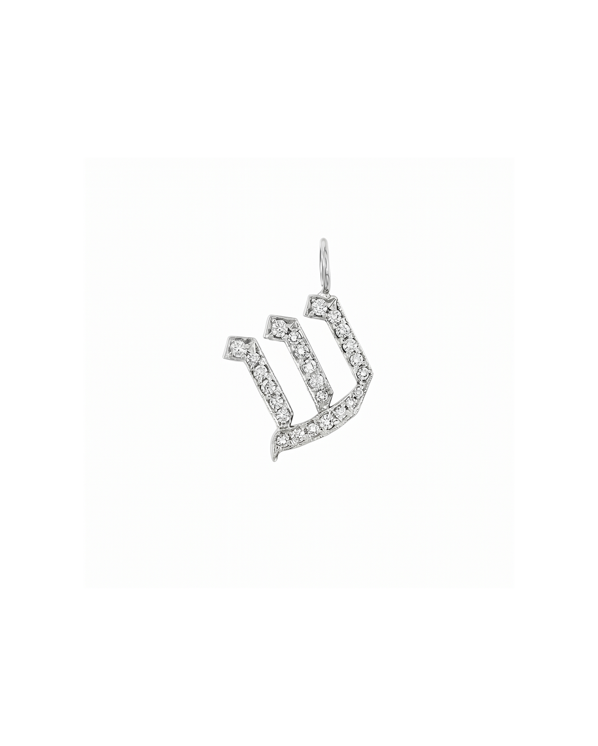 Letter Pendant Small Aleph-Bet Encrusted Pendant White Diamonds
