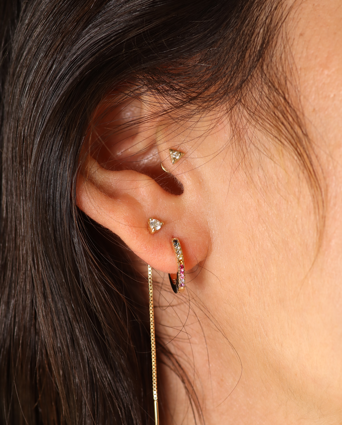 Khloé Medium Hoop Gold Earring rainbow