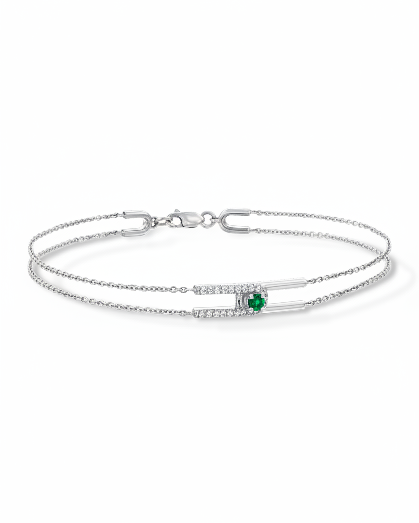 Bracelet 08 - Emerald & White Diamonds