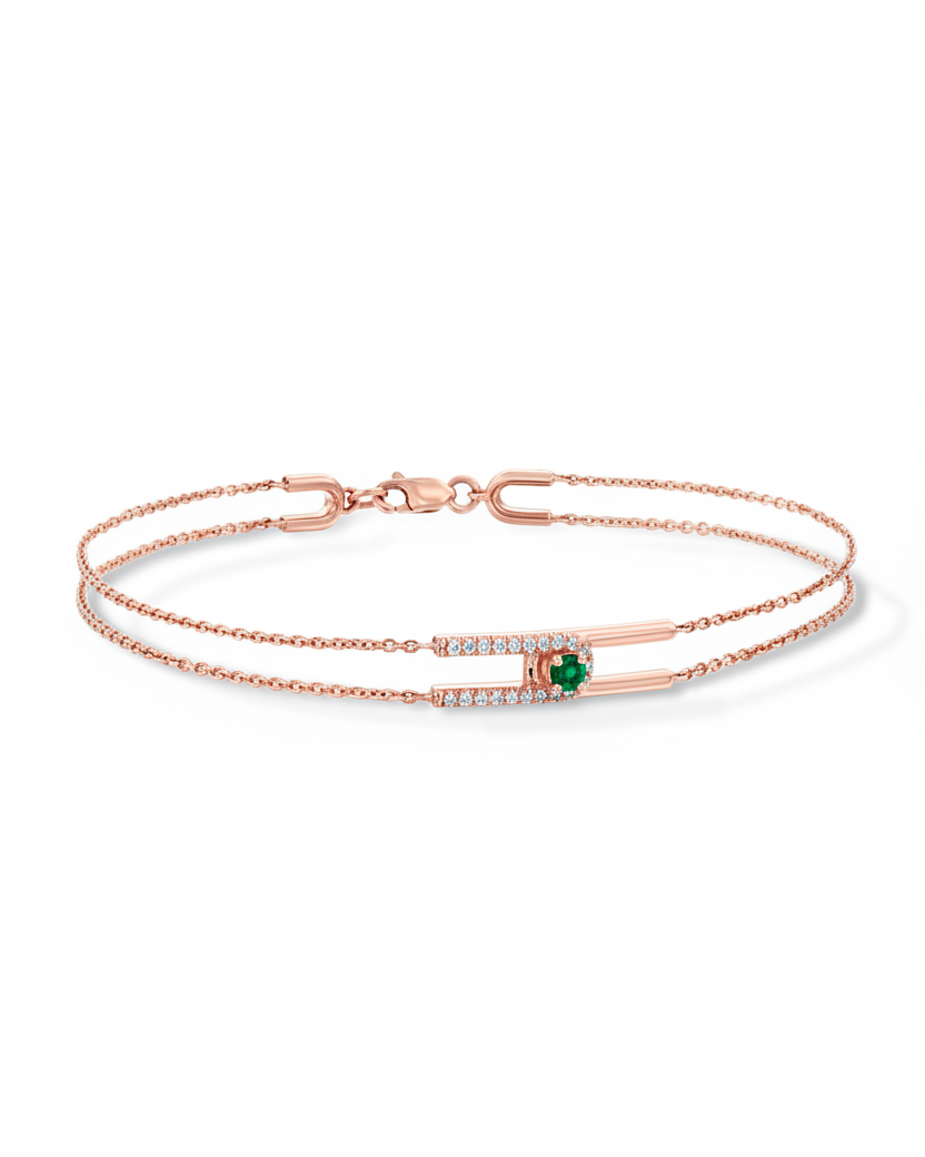 Bracelet 08 - Emerald & White Diamonds