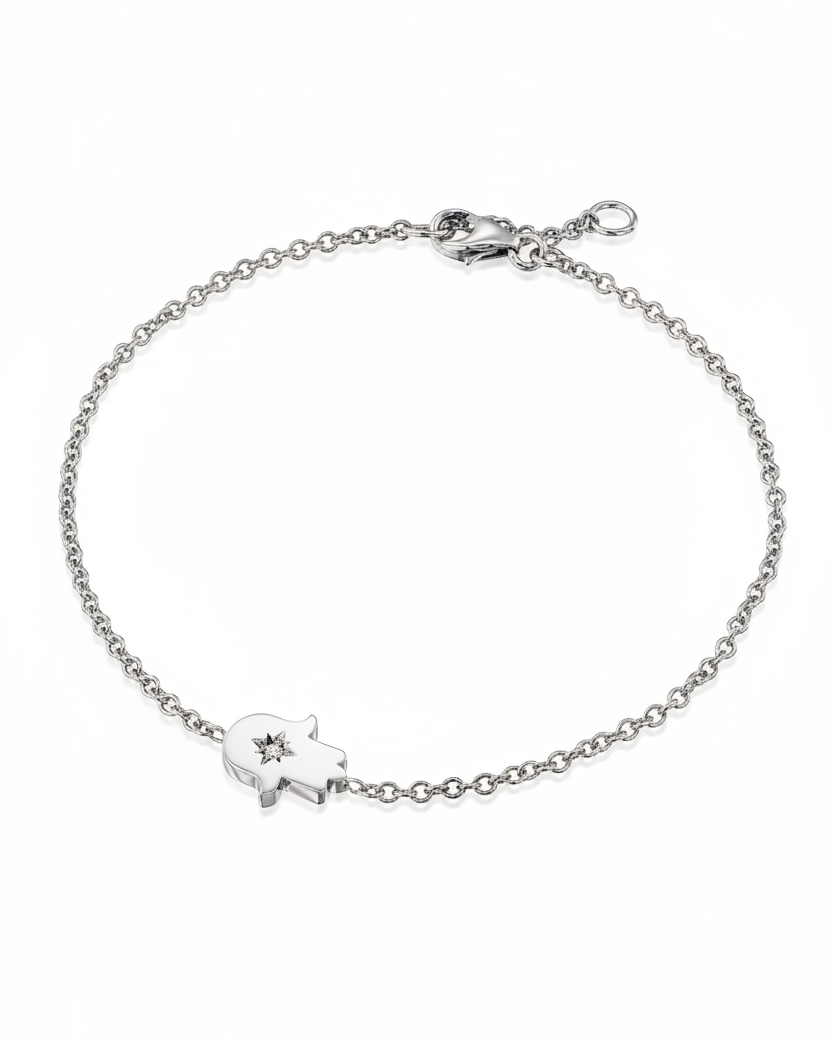 Hamsa Bracelet White Diamond
