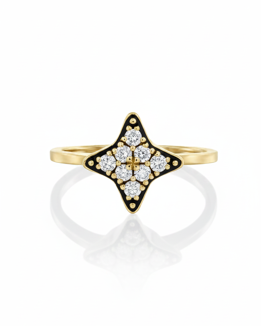 Cassiopeia Gold Ring White Diamonds blackening